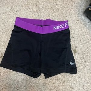 Nike Pro Spandex Shorts with Purple waistband